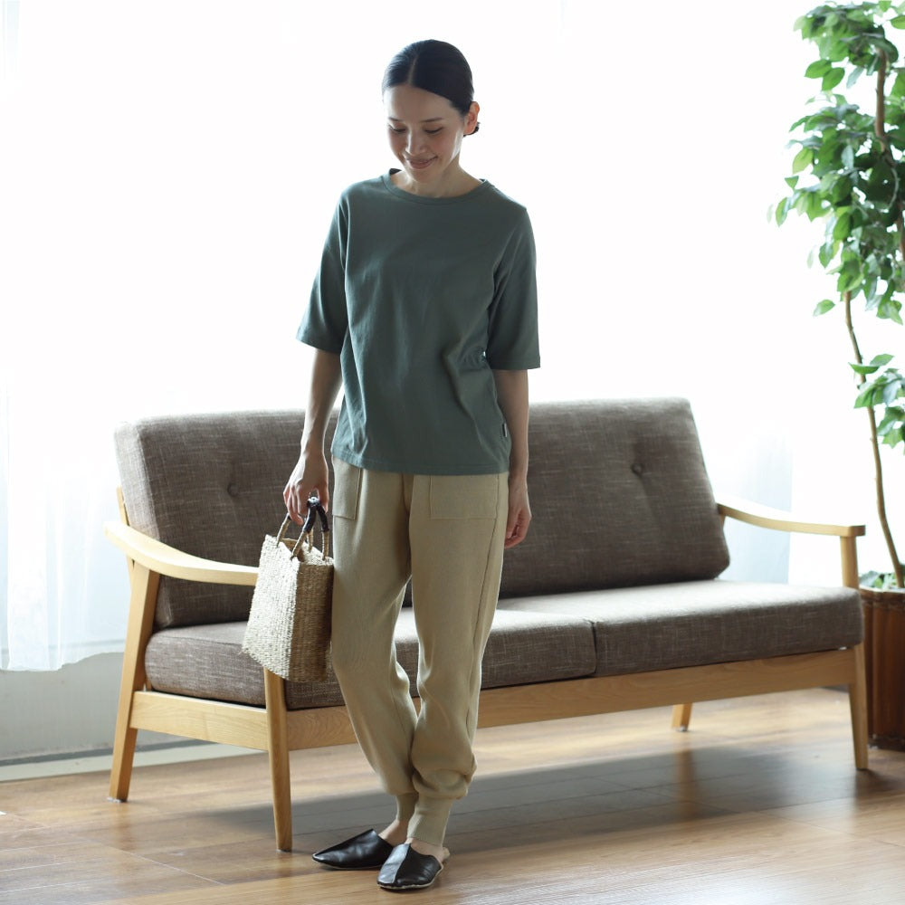 汗ジミ防止・二の腕カバー40代の女性のためのコットンTシャツ(レディース)/5分袖丈