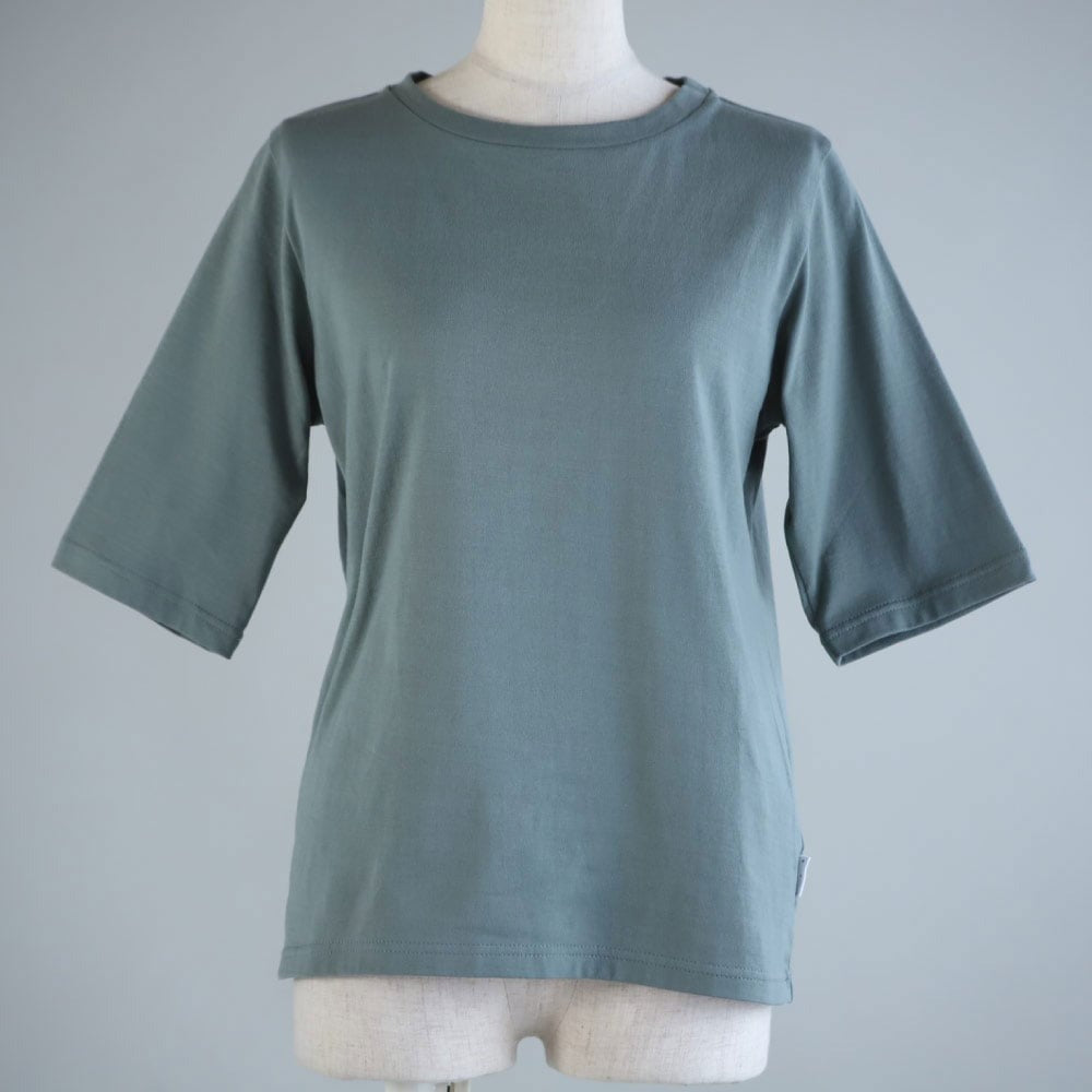 汗ジミ防止・二の腕カバー40代の女性のためのコットンTシャツ（レディース）／5分袖丈
