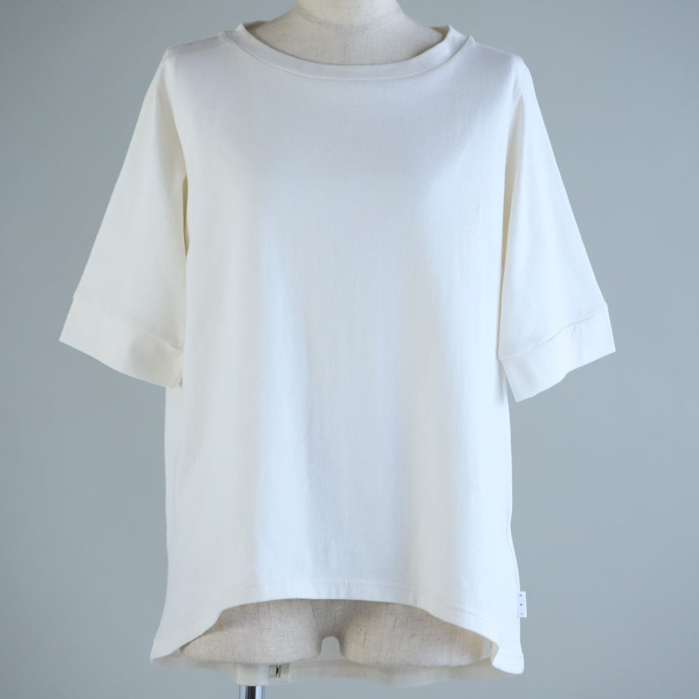 お腹まわりに張りつかない天然素材ヨガウェアフレアーTシャツ/5分袖丈|国産(日本製)綿100%
