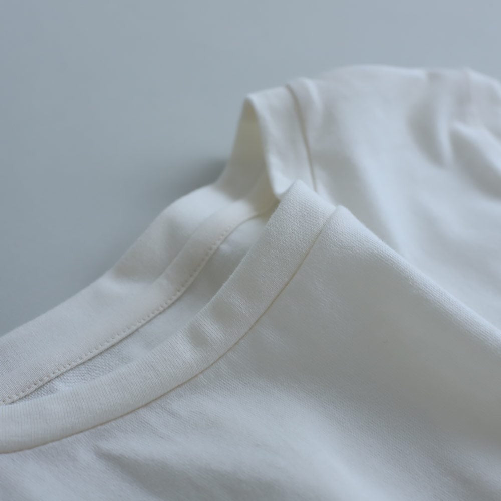 腕やウエストすっきりカバーする天然素材ヨガウェアコットンTシャツ/Uネック5分袖丈|国産(日本製)綿100%